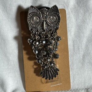 Up cycled Owl Badge Pull  Badge Holder Reel Made From Vintage Necklace